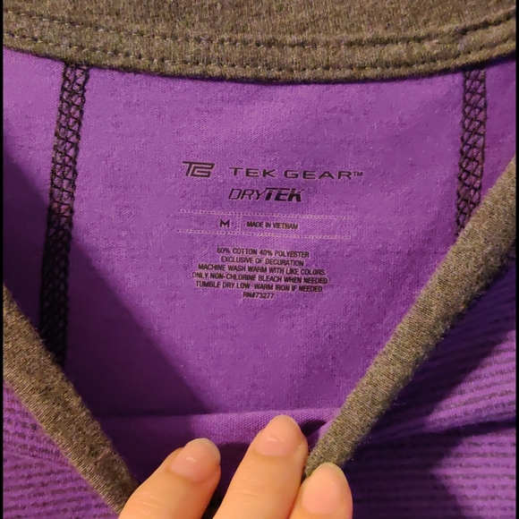 Purple and dark grey striped baseball tee - Picture 3 of 6